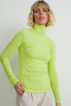C&A Polo Neck Oberteile Damen Hellgrün | RUFMZ-6340