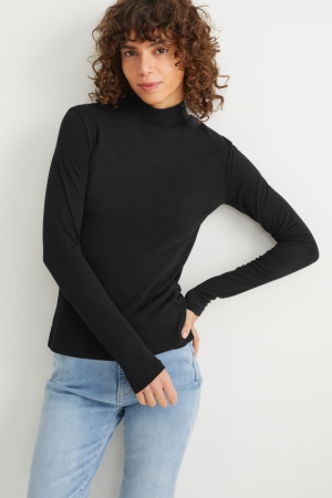 C&A Polo Neck Oberteile Damen Schwarz | QFXYI-9051