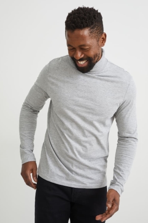 C&A Polo Neck Organic Baumwoll Hoodie Herren Grau | YEMOS-6452