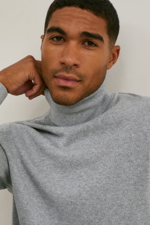 C&A Polo Neck Organic Baumwoll Jumper Herren Grau | MWTCB-3016