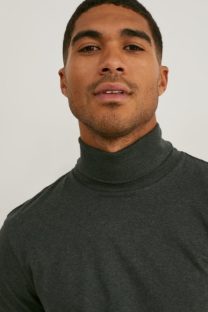 C&A Polo Neck Organic Baumwoll Oberteile Herren Dunkelgrün | KJLXH-0158
