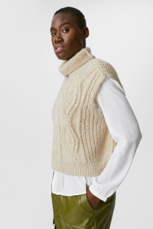 C&A Polo Neck Slipover Hoodie Damen Weiß | YPGLO-9841