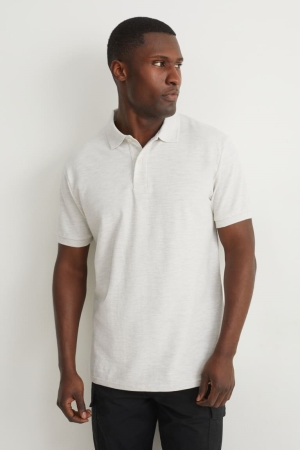 C&A Polo Organic Baumwoll Hemd Herren Hellgrau | RMJSW-9421