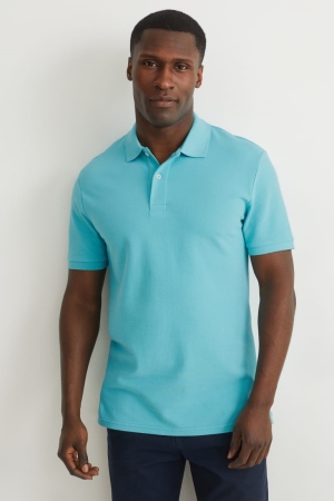C&A Polo Organic Baumwoll Hemd Herren Türkis | FRQMI-6305