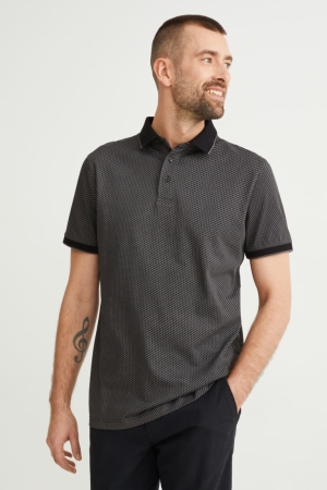 C&A Polo Patterned Hemd Herren Dunkelgrau | JDGHX-4751
