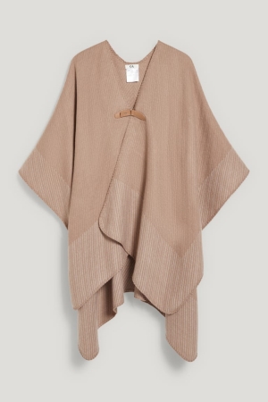 C&A Poncho Hoodie Damen Grau Braun | IEDTS-4392