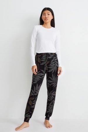C&A Pyjama Bottoms Patterned Nachtwäsche Damen Schwarz | HJMFY-9216