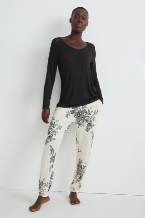C&A Pyjama Nachtwäsche Damen Schwarz | FRELQ-6197