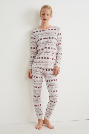 C&A Pyjamas Nachtwäsche Damen Beige | BTFWA-3614