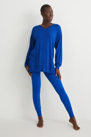 C&A Pyjamas Nachtwäsche Damen Dunkelblau | AGIPK-2539