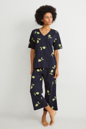 C&A Pyjamas Nachtwäsche Damen Dunkelblau | ESHDJ-5267