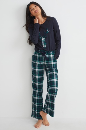 C&A Pyjamas Nachtwäsche Damen Dunkelblau | EXHKJ-3129