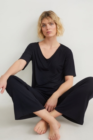 C&A Pyjamas Nachtwäsche Damen Dunkelblau | LTKFE-8402