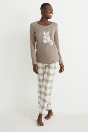 C&A Pyjamas Nachtwäsche Damen Khaki | EVWTM-2814