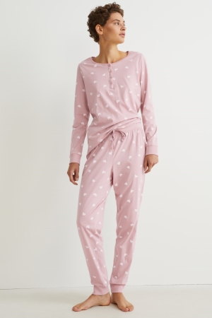 C&A Pyjamas Patterned Nachtwäsche Damen Rosa | FNTEG-6042