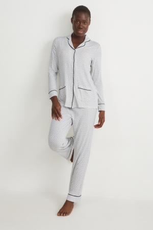 C&A Pyjamas Patterned Nachtwäsche Damen Weiß | QZTWD-2158