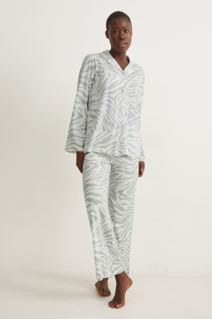 C&A Pyjamas Patterned Nachtwäsche Damen Weiß | STYWF-8096