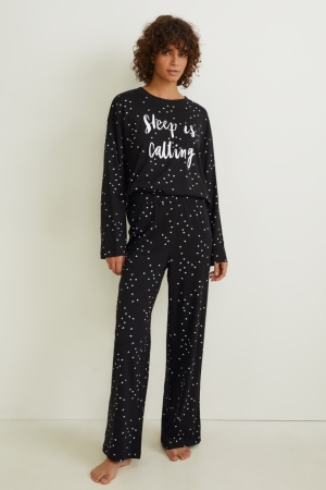 C&A Pyjamas Patterned Nachtwäsche Damen Dunkelblau | XHEJR-5864