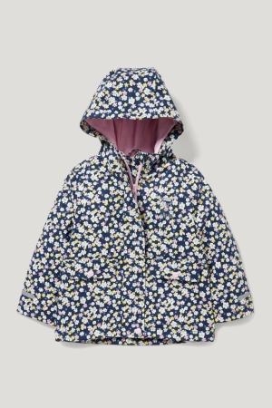 C&A Rain With Hood Floral Jacke Mädchen Dunkelblau | BSLFM-2350