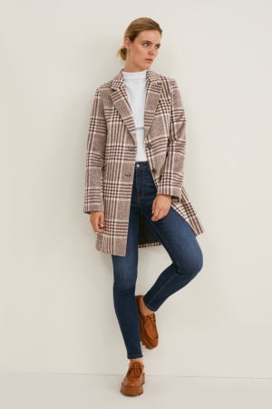 C&A Recycled Check Mäntel Damen Beige | HWBML-6975