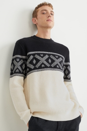 C&A Recycled Jumper Herren Schwarz Weiß | YGJSM-2074