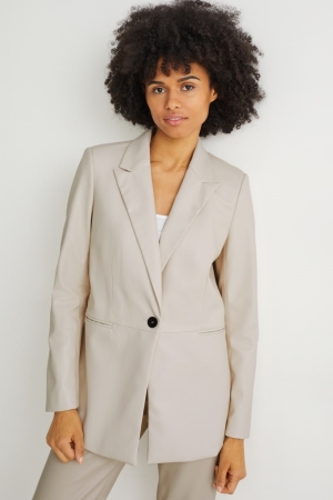 C&A Regular Fit Faux Leder Blazer Damen Weiß | NOBXV-8129