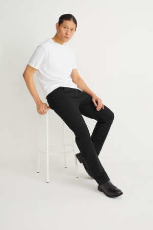 C&A Regular Fit Hosen Herren Schwarz | QJCFM-1035
