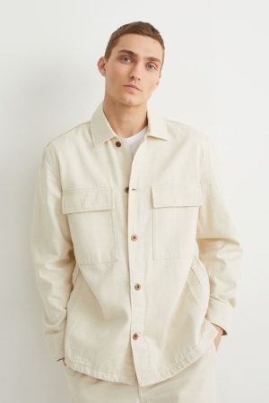 C&A Regular Fit Kent Collar Gold Level Cradle To Cradle™ Certified Hemd Herren Hellbeige | SCGAB-6145