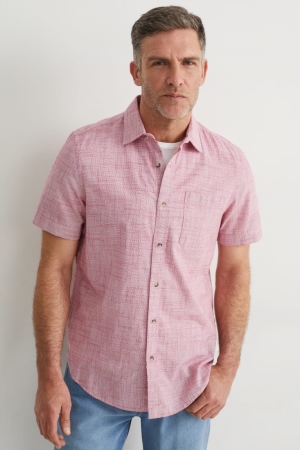 C&A Regular Fit Kent Collar Hemd Herren Rot | MLYHF-6359