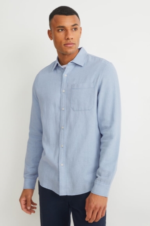 C&A Regular Fit Kent Collar Hemd Herren Hellblau | OCWUV-9124