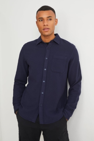 C&A Regular Fit Kent Collar Hemd Herren Dunkelblau | QYKIC-4762