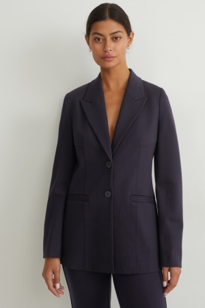 C&A Regular Fit Lenzing™ Ecovero™ Blazer Damen Dunkelblau | PHULA-8517