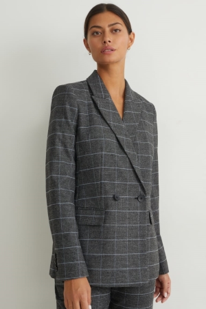 C&A Regular Fit Recycled Check Blazer Damen Grau Beige | KUDGT-8342