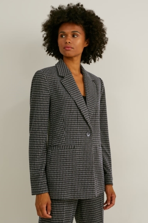C&A Regular Fit Recycled Check Blazer Damen Schwarz Grau | VDWMA-7048