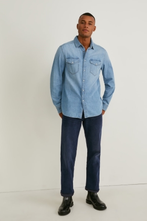 C&A Regular Lycra® Jeans Herren Blau Dunkelblau | GWYVS-3412