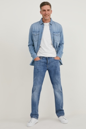 C&A Regular Lycra® Jeans Herren Blau Dunkelblau | PSQBW-1374