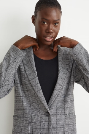 C&A Relaxed Fit Check Blazer Damen Grau Schwarz | DULNA-1264