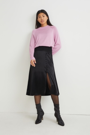 C&A Satin Röcke Damen Schwarz | LEBWO-7438