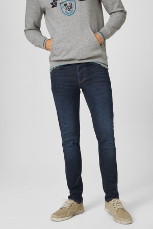 C&A Schlank Lycra® Jeans Herren Blau Dunkelblau | VXQDE-4059