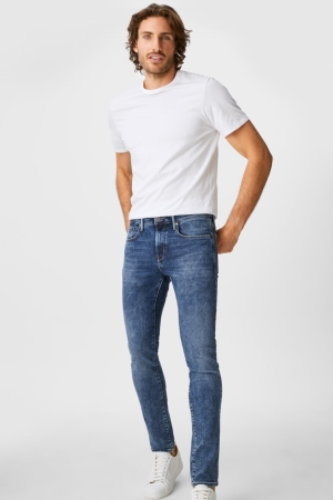 C&A Schlank Lycra® Jeans Herren Blau | OTUWH-5248