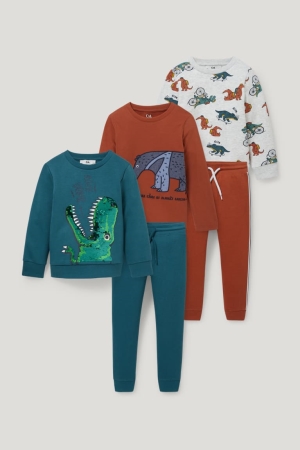 C&A Set 2, 1 Long Sleeve And 2 Joggers Hosen Jungen Dunkeltürkis | UKLAE-2045