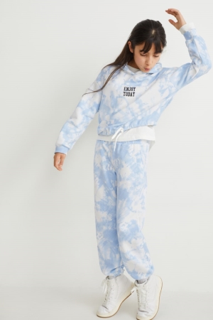 C&A Set And Joggers 2 Piece Hoodie Mädchen Weiß Hellblau | OAQHT-8943