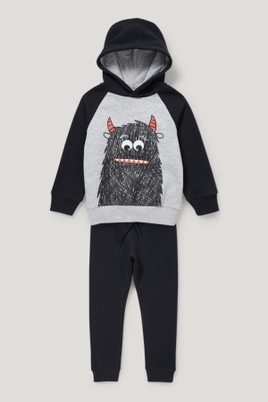 C&A Set And Joggers 2 Piece Hoodie Mädchen Grau Schwarz | RQTXL-5479