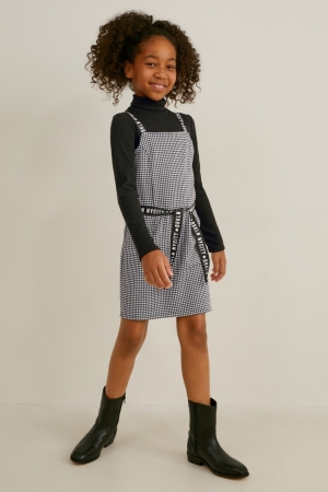 C&A Set And Polo Neck 2 Piece Kleider Mädchen Schwarz Weiß | YFTMW-2743