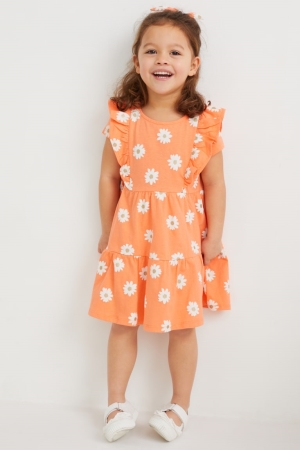 C&A Set And Scrunchie With Recycled Baumwoll Kleider Mädchen Orange | RAZHL-6047