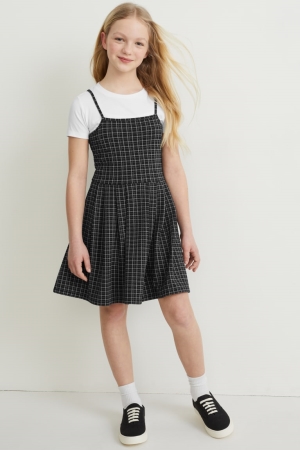 C&A Set And Sleeve 2 Piece Kleider Mädchen Weiß Schwarz | MKTLB-1683