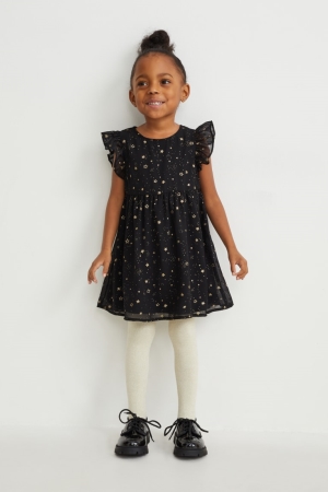 C&A Set, And Tights 3 Piece Strickjacke Mädchen Schwarz | XLOJV-7835