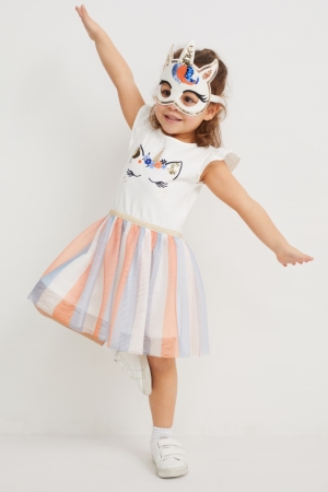 C&A Set And Unicorn Mask 2 Piece Kleider Mädchen Weiß | IGSXZ-3912