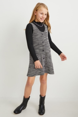 C&A Set Bouclé And Long Sleeve 2 Piece Oberteile Mädchen Schwarz | YPTMW-7409