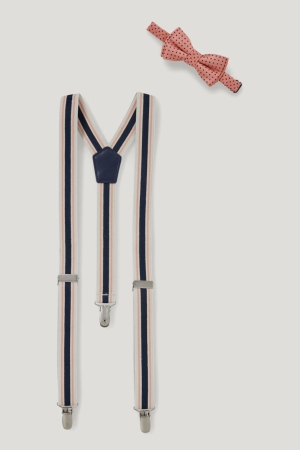 C&A Set Bow Tie And Braces 2 Piece T-shirts Jungen Dunkelblau | PUHNX-2076